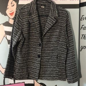 Celine 2xl Black n white tweed look blazer jacket